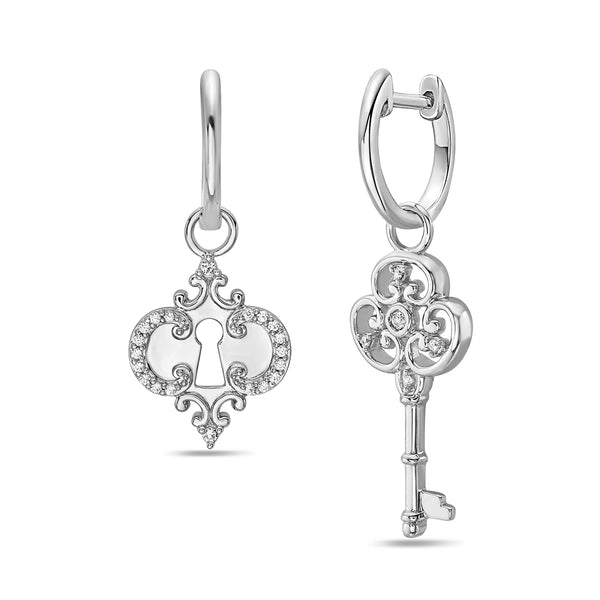 White Diamond Drop / Dangle Earrings in 925 Silver