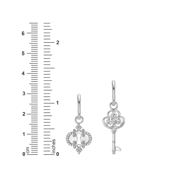 White Diamond Drop / Dangle Earrings in 925 Silver