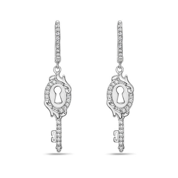 White Diamond Drop / Dangle Earrings in 10KT Gold