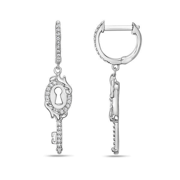 White Diamond Drop / Dangle Earrings in 10KT Gold