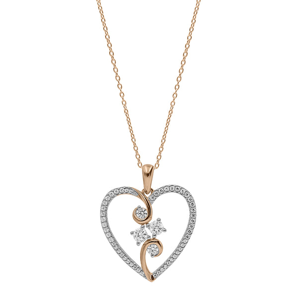 White Diamond Hearts & Symbols Pendant in 10KT Gold