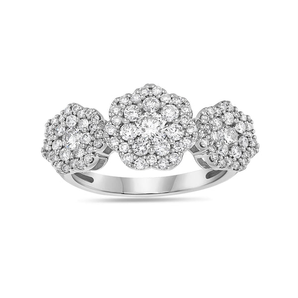 White Diamond Three Stone Ring in 10KT Gold
