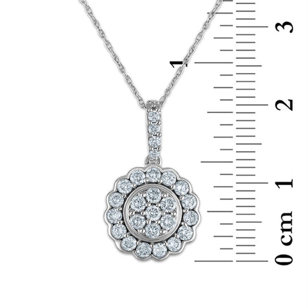 3/4 CTW Natural Diamond Halo 18-inch Pendant in 14KT White Gold