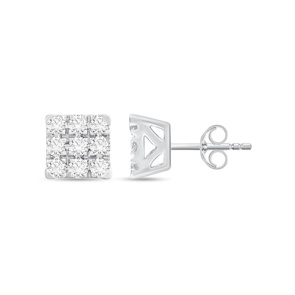 White Diamond Stud Earrings in 10KT Gold
