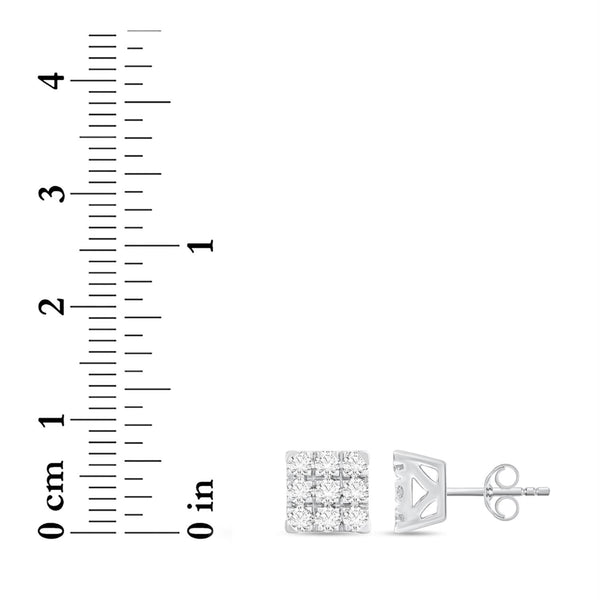 White Diamond Stud Earrings in 10KT Gold