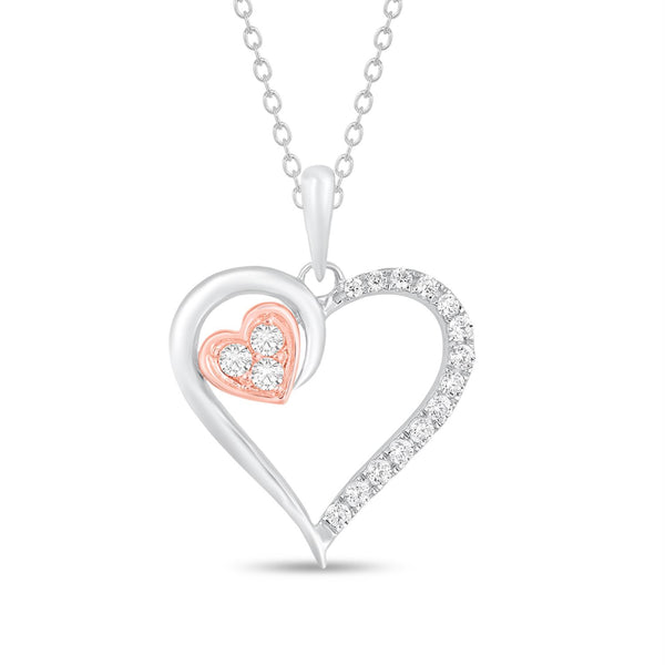 1/4 CTW Natural Diamond 18-inch Heart Pendant in Sterling Silver
