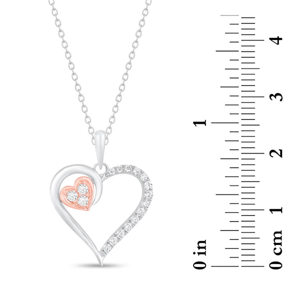 1/4 CTW Natural Diamond 18-inch Heart Pendant in Sterling Silver