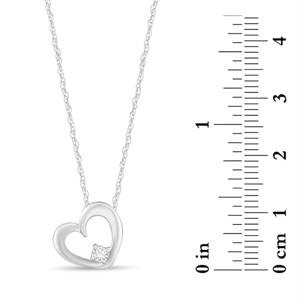 Natural Diamond Accent 18-inch Heart Pendant in 14KT White Gold