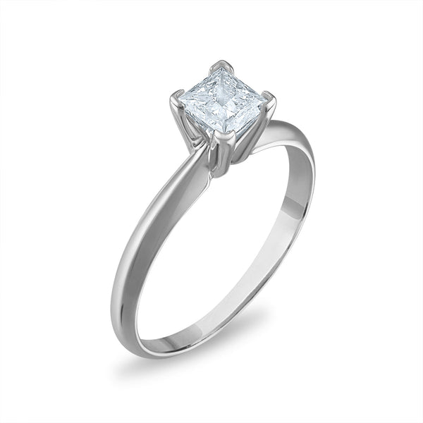 Signature Certificate EcoLove 3/4 CTW Princess Cut Lab Grown Diamond Solitaire Engagement Ring in 14KT White Gold