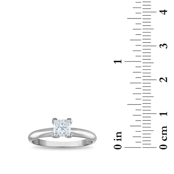 Signature Certificate EcoLove 3/4 CTW Princess Cut Lab Grown Diamond Solitaire Engagement Ring in 14KT White Gold