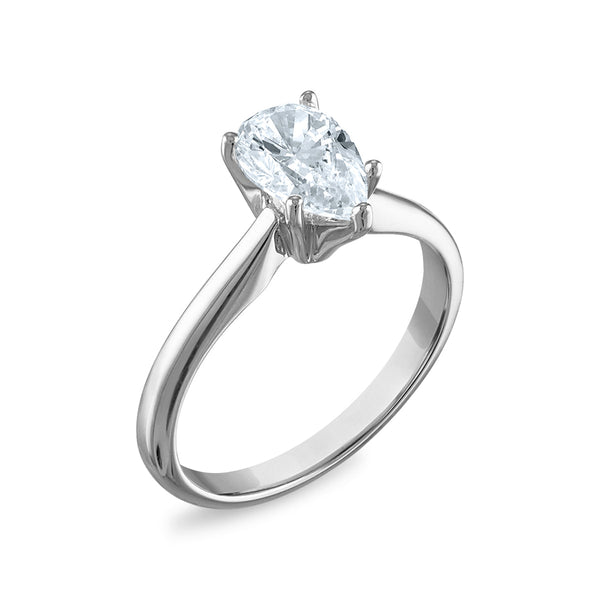 Signature Certificate EcoLove 1 CTW Pear Lab Grown Diamond Solitaire Engagement Ring in 14KT White Gold