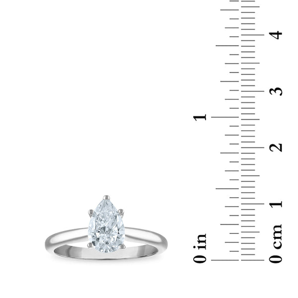 Signature Certificate EcoLove 1 CTW Pear Lab Grown Diamond Solitaire Engagement Ring in 14KT White Gold