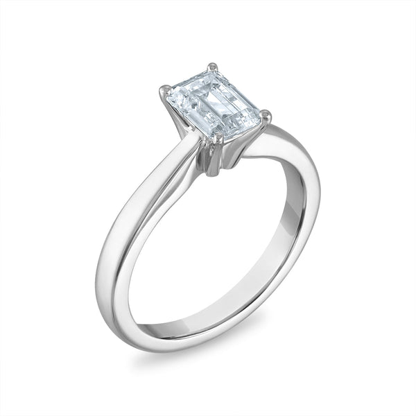 Signature Certificate EcoLove 1 CTW Emerald Shape Lab Grown Diamond Solitaire Engagement Ring in 14KT White Gold