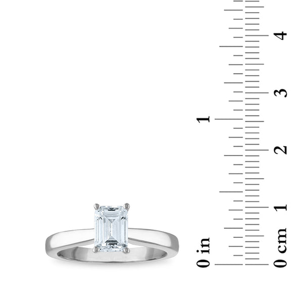 Signature Certificate EcoLove 1 CTW Emerald Shape Lab Grown Diamond Solitaire Engagement Ring in 14KT White Gold
