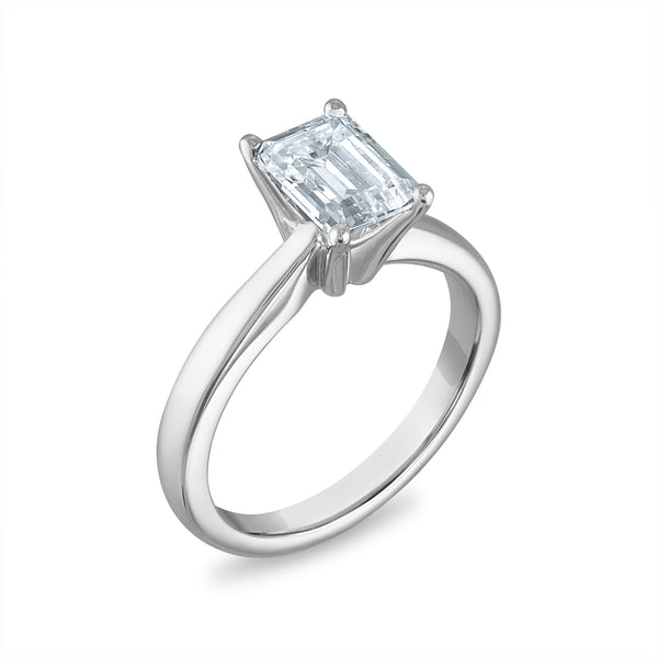 Signature Certificate EcoLove 1-1/2 CTW Emerald Shape Lab Grown Diamond Solitaire Engagement Ring in 14KT White Gold