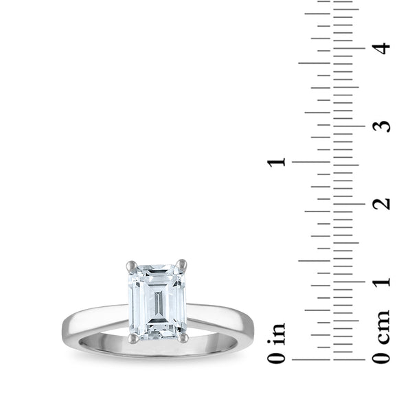 Signature Certificate EcoLove 1-1/2 CTW Emerald Shape Lab Grown Diamond Solitaire Engagement Ring in 14KT White Gold
