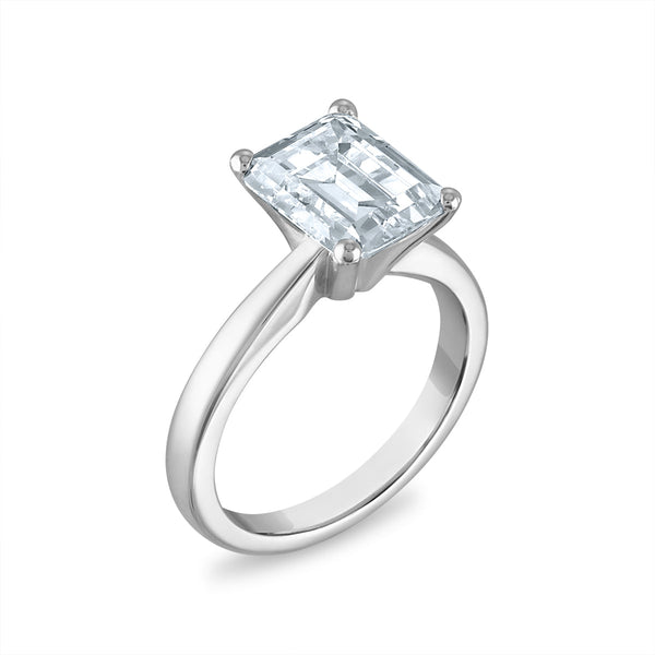 Signature Certificate EcoLove 2 CTW Emerald Shape Lab Grown Diamond Solitaire Engagement Ring in 14KT White Gold
