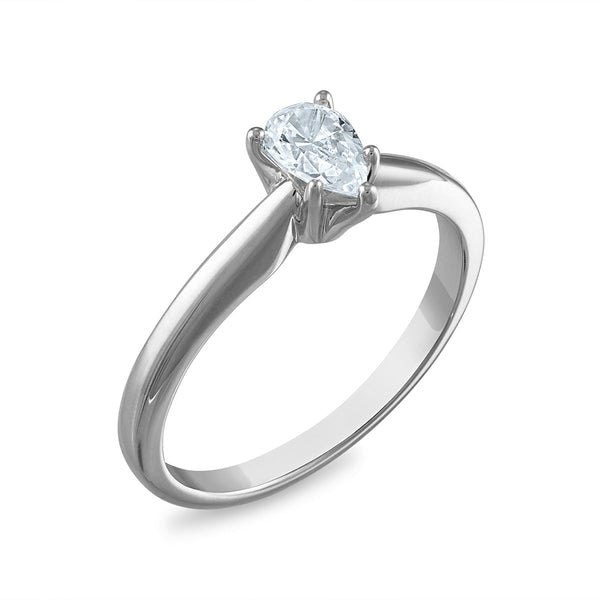 Signature Certificate EcoLove 1/2 CTW Pear Lab Grown Diamond Solitaire Engagement Ring in 14KT White Gold