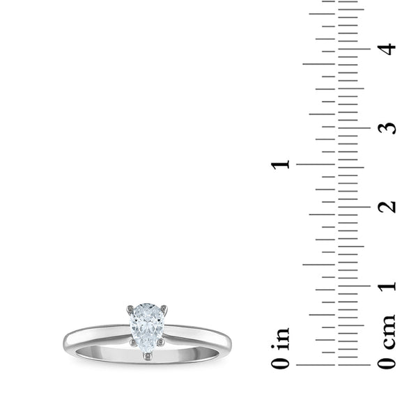 Signature Certificate EcoLove 1/2 CTW Pear Lab Grown Diamond Solitaire Engagement Ring in 14KT White Gold