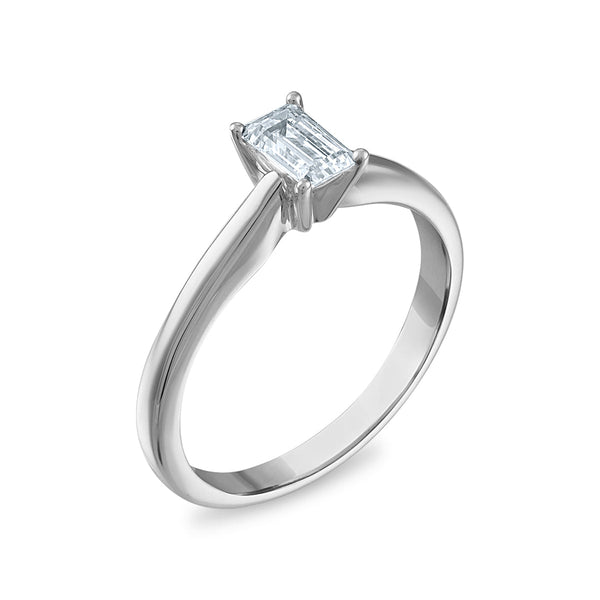Signature Certificate EcoLove 1/2 CTW Emerald Shape Lab Grown Diamond Solitaire Engagement Ring in 14KT White Gold