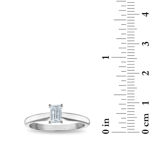 Signature Certificate EcoLove 1/2 CTW Emerald Shape Lab Grown Diamond Solitaire Engagement Ring in 14KT White Gold