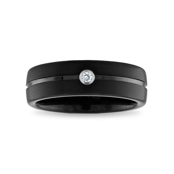 1/25 CTW Natural Diamond Wedding Ring in Black Tungsten