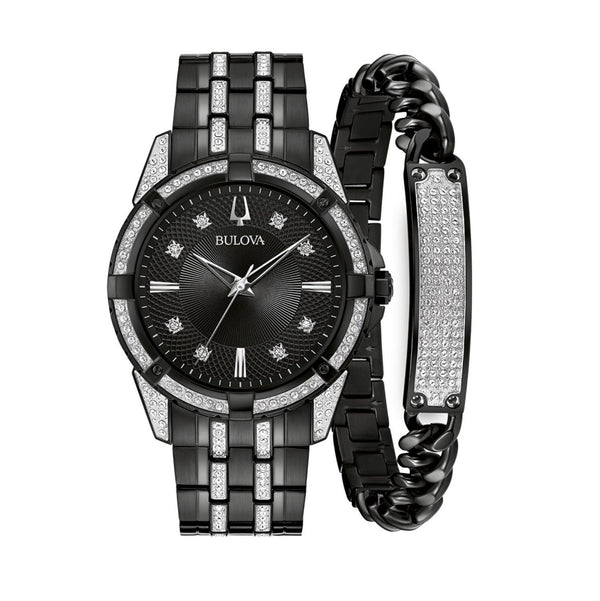 Classic Crystal Watch and ID Bracelet Set. 98K109