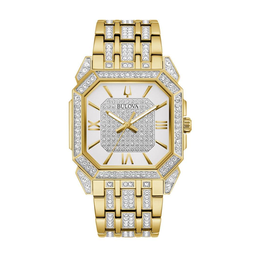 Bulova Octava Crystal Watch in Goldtone Stainless Steel Bracelet. 98A295