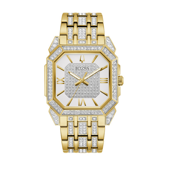 Bulova Octava Crystal Watch in Goldtone Stainless Steel Bracelet. 98A295