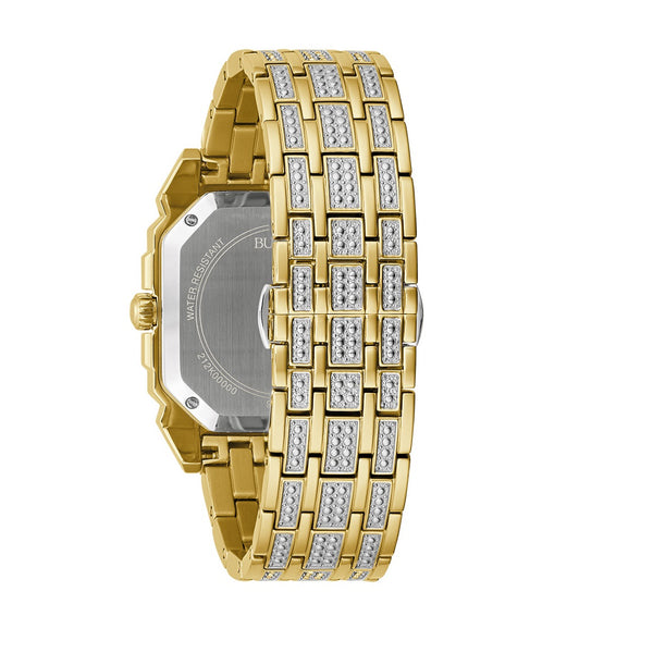 Bulova Octava Crystal Watch in Goldtone Stainless Steel Bracelet. 98A295