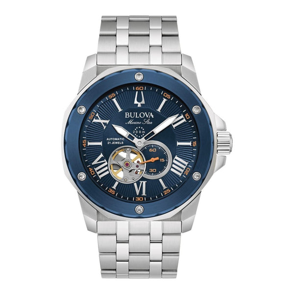 Bulova Marine Star 44MM Blue Dial and Stainless Steel Bracelet Automatic Watch. 98A302