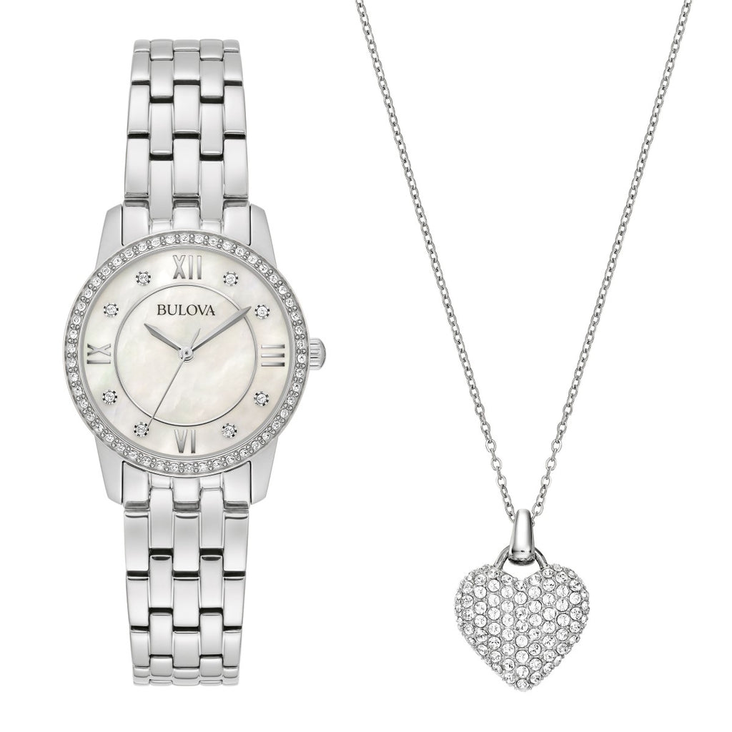 Bulova Heart Window Diamond Encrusted Watch! Ladies main image 3
