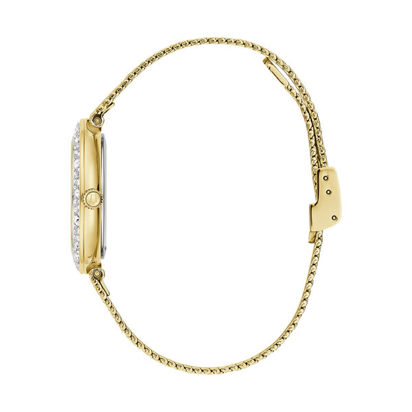 Bulova Crystal Collection Goldtone Watch with 32MM Case and Mesh Bracelet. 98L321