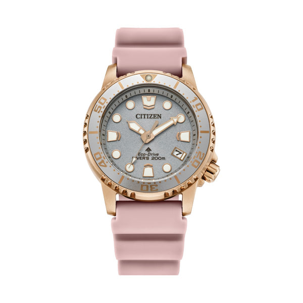 Citizen Promaster Dive with 37MM Dial and Pink Polyurethane Strap. EO2023-00A