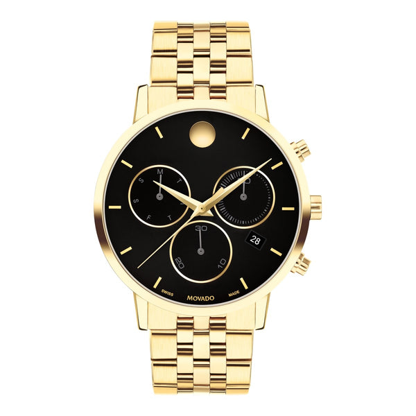 Movado Museum Classic with 42MM Black Chronograph Dial Stainless Steel Bracelet. 0607810