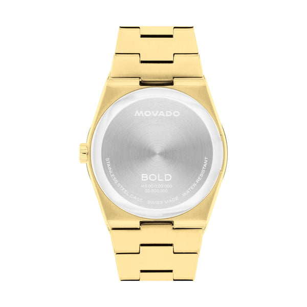 Movado BOLD Quest 35MM White Dial Goldtone Stainless Steel Watch. 3601187
