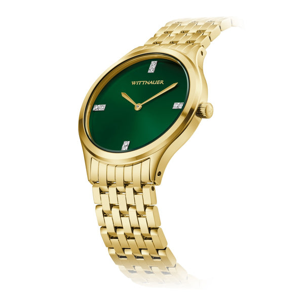 Wittnauer Black Tie Green Diamond Dial Stainless Steel Watch. WN3113