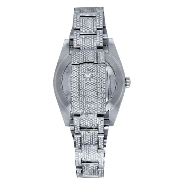 Pre-Owned Rolex Diamond Accent Oyster Perpetual Datejust with 41X41 MM Pave Diamond Round Dial Stainless Steel Oyster. SC2541