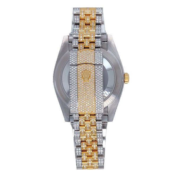 Pre-Owned Rolex Two-Tone Steel & 18K Yellow Gold Oyster Perpetual Datejust with 41X41 MM Pave Diamond Round Dial. 126333