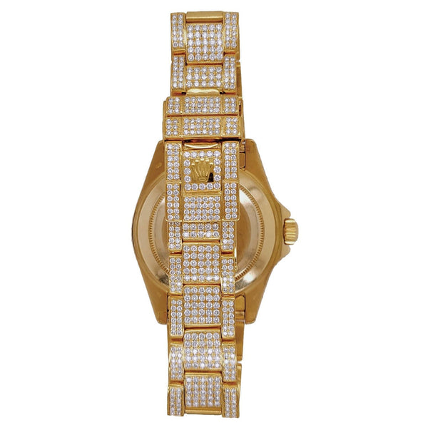 Pre-Owned Rolex Oyster Perpetual Submariner Diamond Accent with 40X40 MM Grey Round Dial 18KT Gold Oyster. 16618