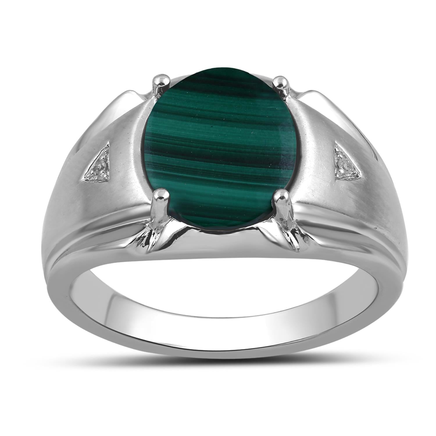 Malachite and Diamond Accent Ring in Sterling Silver