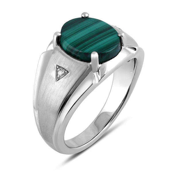 Malachite and Diamond Accent Ring in Sterling Silver