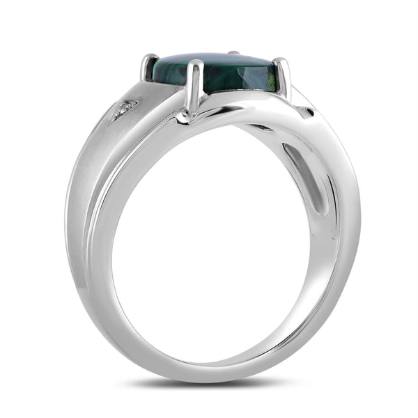 Malachite and Diamond Accent Ring in Sterling Silver