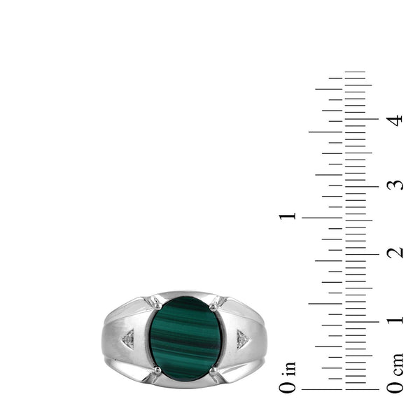 Malachite and Diamond Accent Ring in Sterling Silver