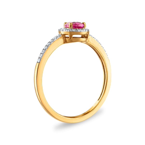 Red Ruby Halo Ring in 10KT Gold