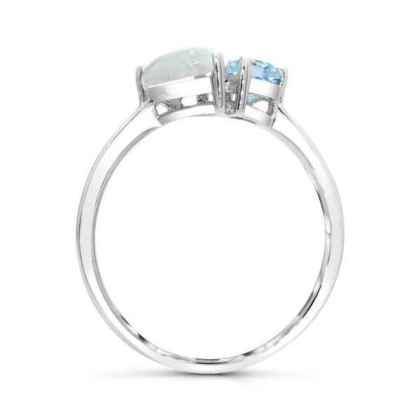 White Opal Hearts & Symbols Ring in 925 Silver