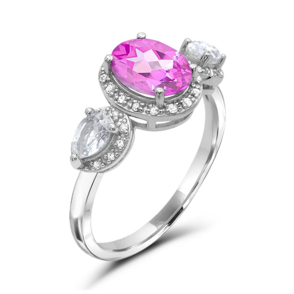 Pink Pink Sapphire Halo Ring in 925 Silver