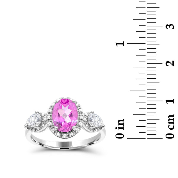 Pink Pink Sapphire Halo Ring in 925 Silver
