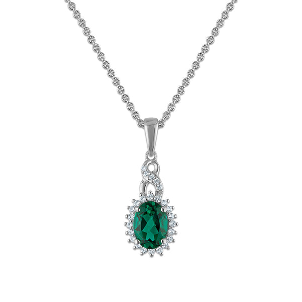 Sterling Silver Created Emerald and White Sapphire 3 Piece Set