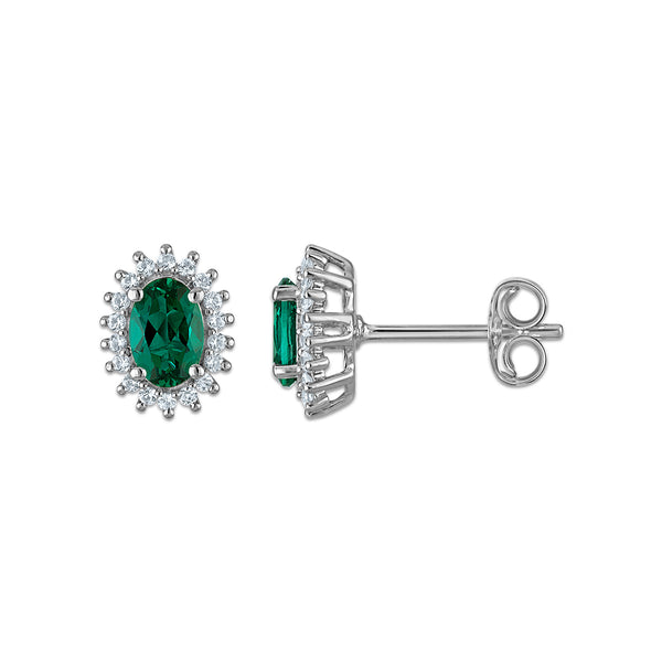 Sterling Silver Created Emerald and White Sapphire 3 Piece Set